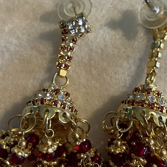 Red and Gold Earrings - Picture 4 of 4